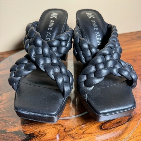 Anne Klein Aiden Chunky Platform Block Heel - Black Faux Leather - Size 5.5 - Picture 5 of 14